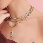 Shy Creation Diamond Paperclip Link Necklace - Be On Park