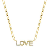 Shy Creation Diamond Love Paperclip Chain Necklace