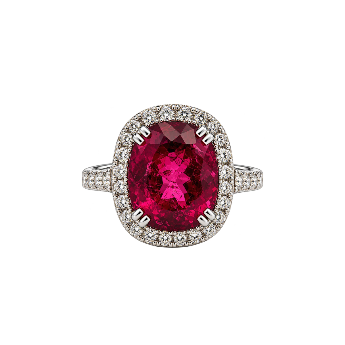 Oval Pink Tourmaline & Diamond Halo Ring - Be On Park