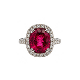 Oval Pink Tourmaline & Diamond Halo Ring - Be On Park