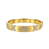 XO Jewels 14K Yellow Gold Diamond Flower Bangle Bracelet
