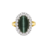 Spark cat's eye tourmaline & diamond ring