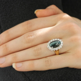 Spark cat's eye tourmaline & diamond ring