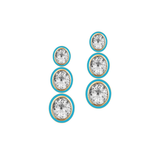 Goshwara "Melange" 3 Tier Oval Shaped Rock Crystal & Turquoise Earrings