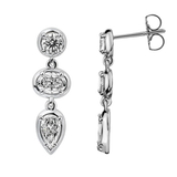 Christopher Designs White Gold Mixed Shape Diamond Drop Earrings