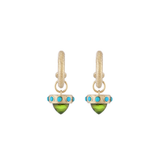 Imperfect Grace 14K Yellow Gold Peridot & Turquoise Charm Hoop Earrings