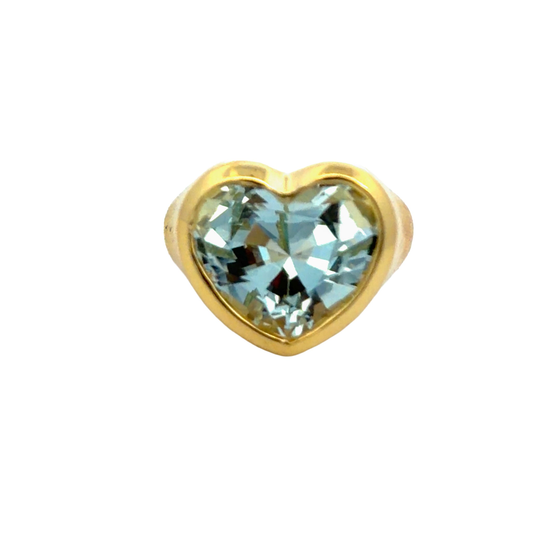 Lauren K Yellow Gold & Aquamarine Heart Ring Size 5 - Be On Park