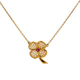 Vintage Yellow Gold Ruby Flower Necklace - Be On Park