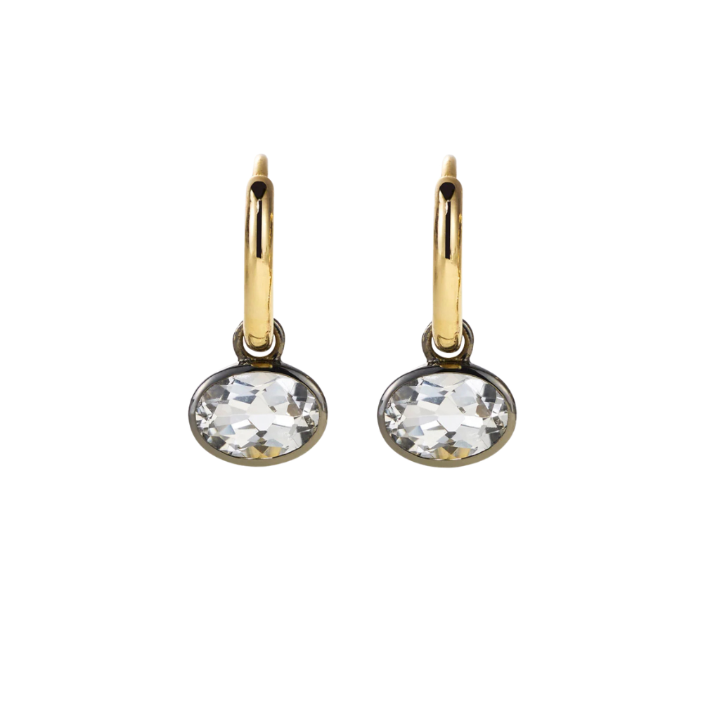 By Pariah White Topaz & Black Rhodium Orbit Hoops - Be On Park