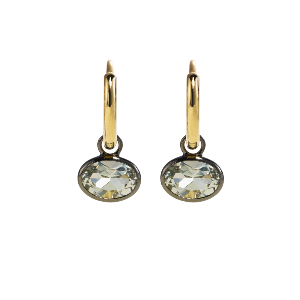 By Pariah Green Amethyst & Black Rhodium Orbit Hoops - Be On Park