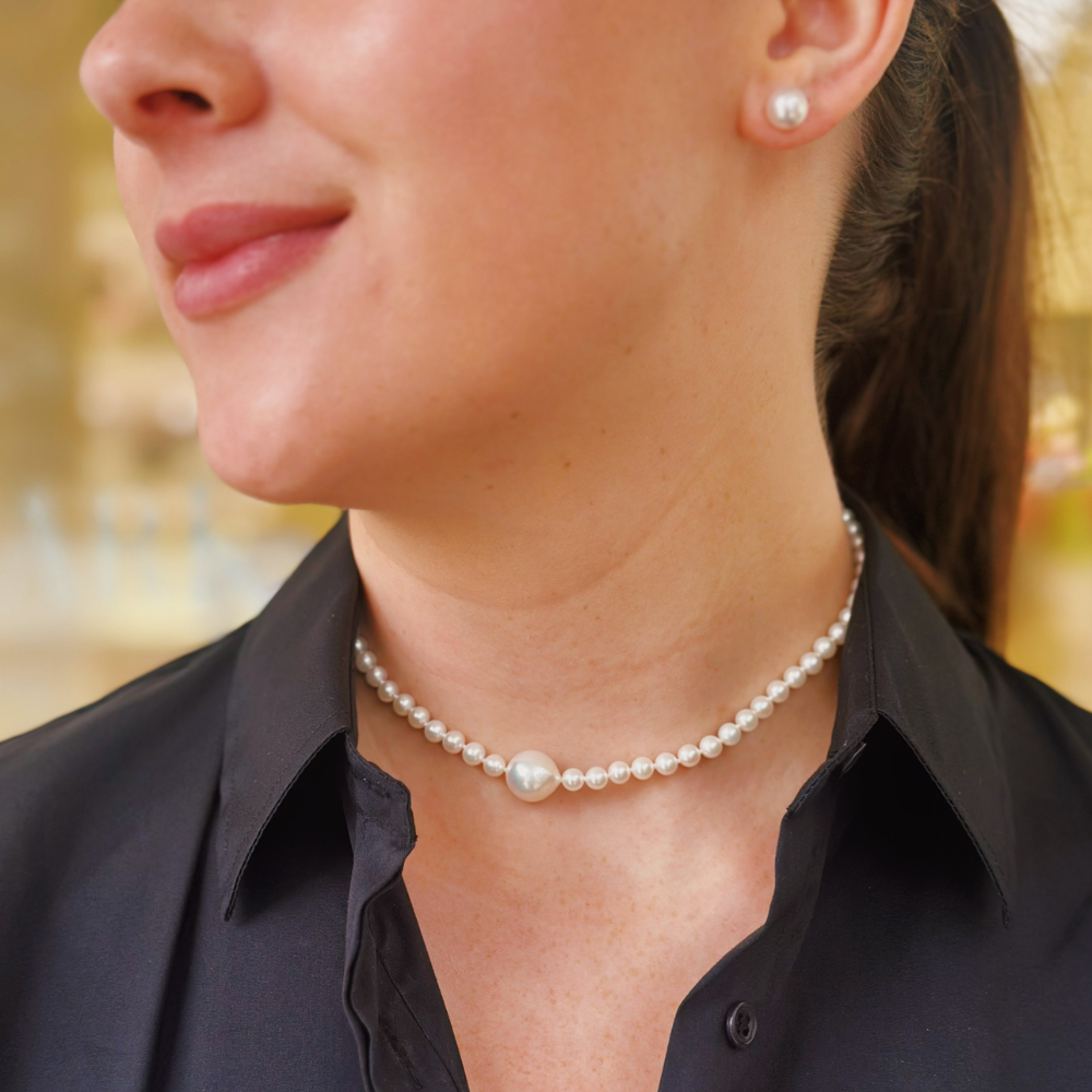 Be On Park 14k White Gold Pearl 8MM Studs - Be On Park