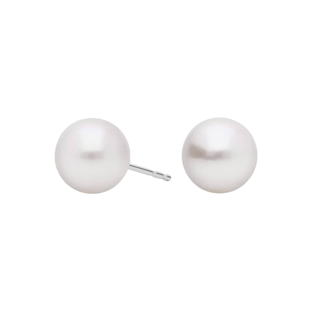 Be On Park 14k White Gold Pearl 8MM Studs - Be On Park