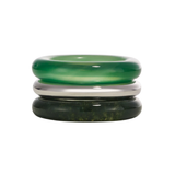 By Pariah Green Chalcedony & Moss Agate Trilogy Stack Ring