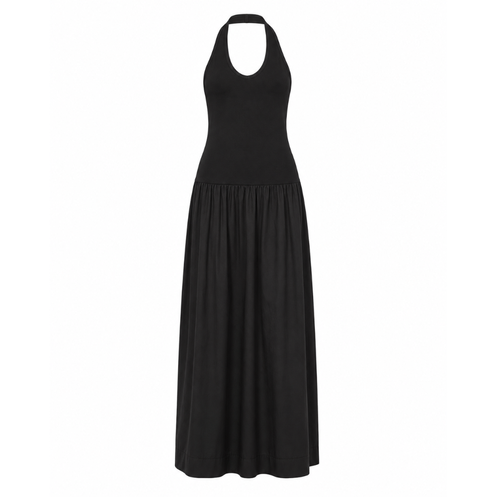 Enza Costa Cotton Halter Dress in Black
