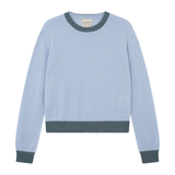 Jumper 1234 Cashmere Lurex Trim Crew in Blue