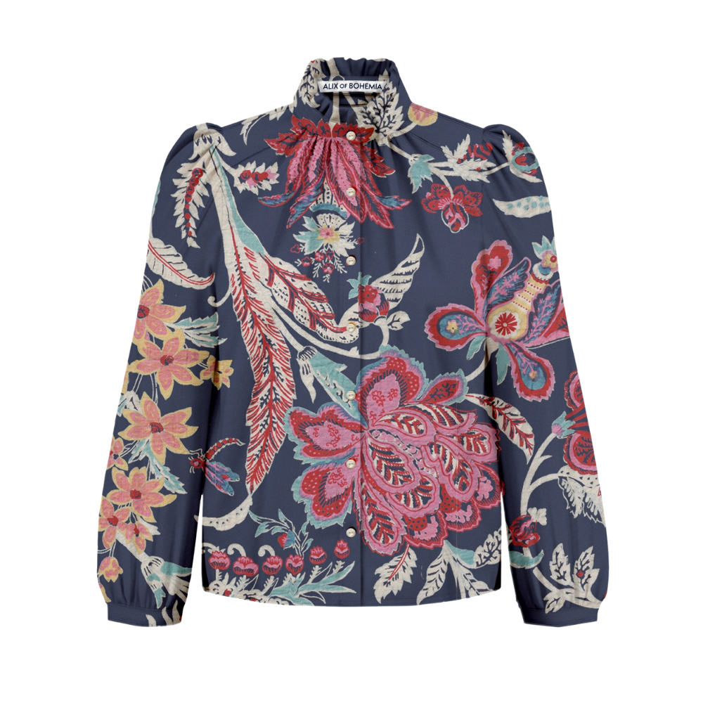 Alix of Bohemia Annabelle Enchanted Floral Shirt in Dark Blue - Be On Park