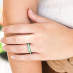 Graziela 3-Sided Emerald Green Rhodium Band - Be On Park