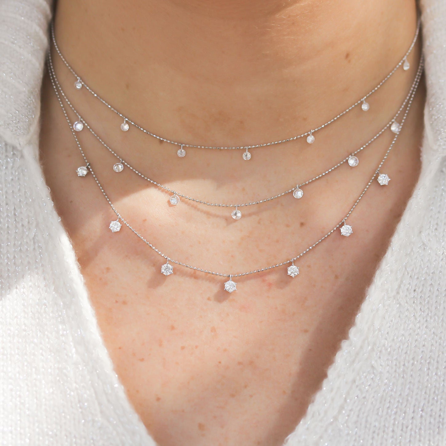 Graziela Tiny Floating Diamond Necklace - Be On Park