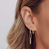 Shy Creation Diamond Paperclip Link Earrings
