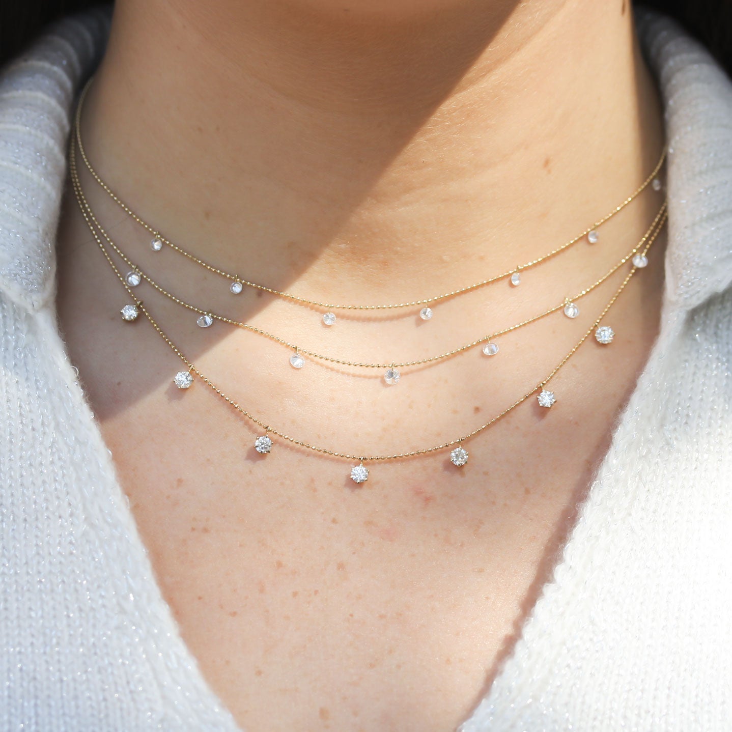 Graziela Small Floating Diamond Necklace - Be On Park