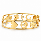 Sydney Evan 14K Yellow Gold Diamond Large Open Icon Bangle