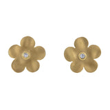 Marika Desert Gold Flower Studs with Diamonds