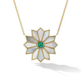 Orly Marcel Sacred Flower Mother of Pearl and emerald necklace