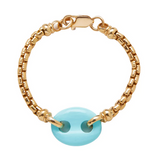 Jenna Blake Single Stone Turquoise Mariner Link Bracelet - Be On Park