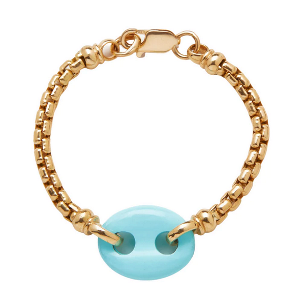 Jenna Blake Single Stone Turquoise Mariner Link Bracelet - Be On Park