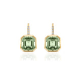 Goshwara "Gossip" Assher Cut Prasiolite Earrings with Diamond