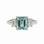 Emerald-Cut Aquamarine & Diamond Three-Stone Ring - Be On Park