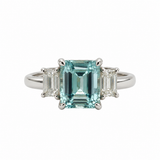 Emerald-Cut Aquamarine & Diamond Three-Stone Ring - Be On Park