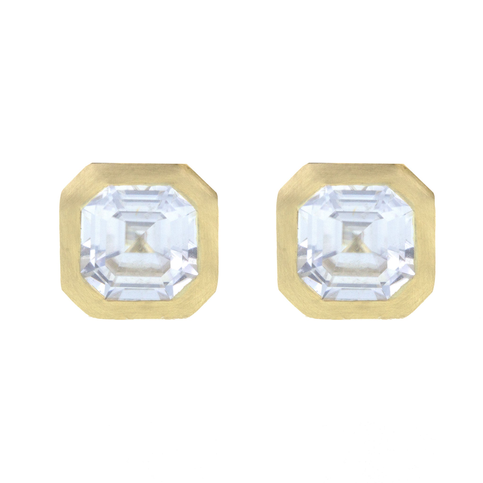 Kimberly Collins White Zircon Bezel Stud Earrings - Be On Park