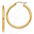 14k Polished 2.5mm Round Hoop Earrings 30mm