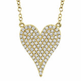 Shy Creation Yellow Gold "Amor" Pave Diamond Heart Necklace