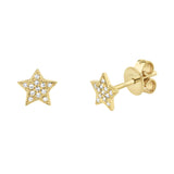 Shy Creation Yellow Gold Mini Pave Diamond Star Studs