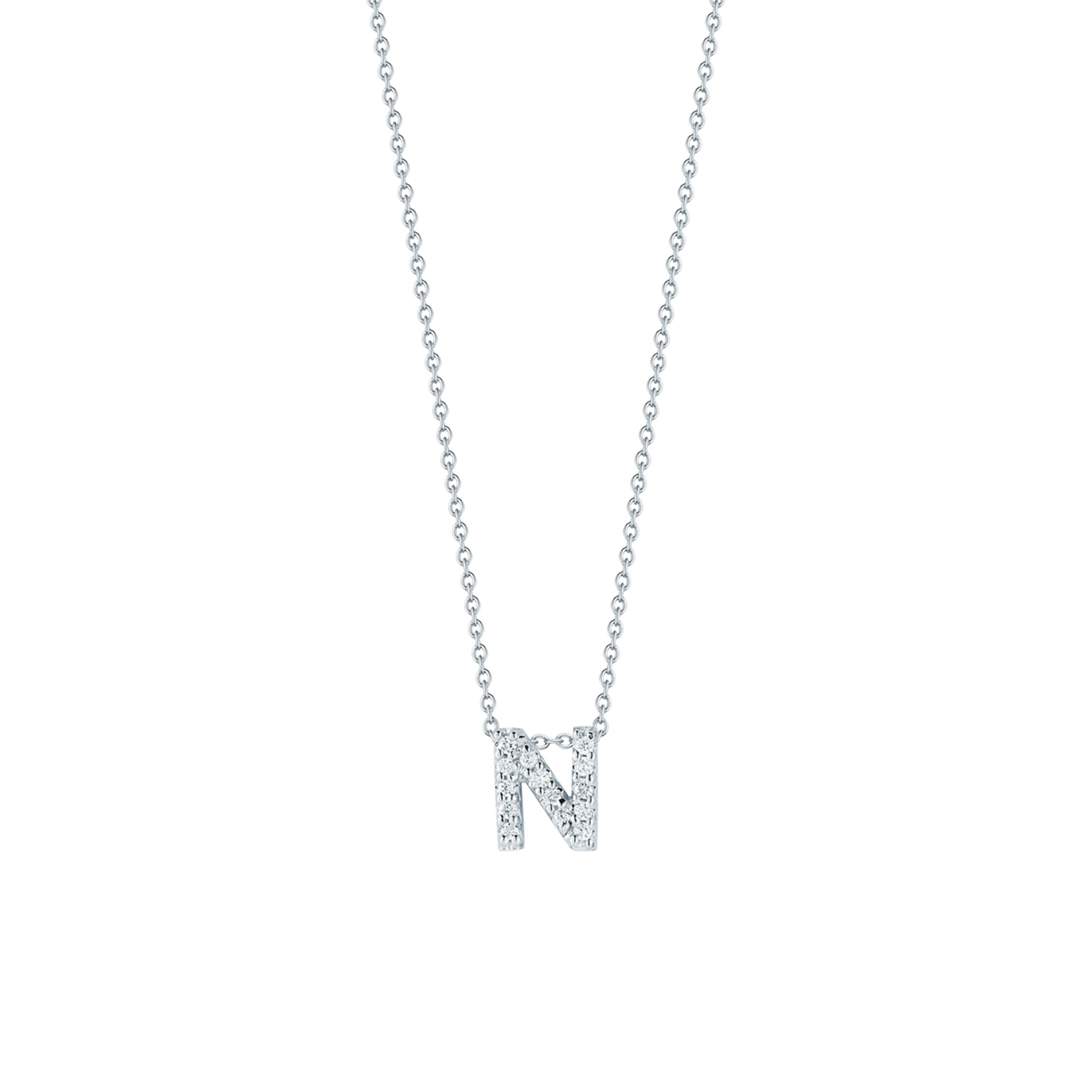 Roberto Coin 16-18" love letter diamond "N" necklace, additional letters available - Be On Park