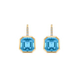 Goshwara 'Gossip' Assher Cut Blue Topaz and Diamond Earrings
