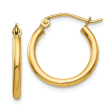 14ky polished 2x17.5mm lightweight tube hoop earrings