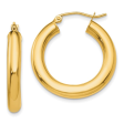 10ky Polished 4mm Tube Hoop Earrings