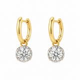 Diamond Drop Hoop Earrings in 18K Yellow Gold