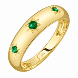 Shy Creation 14K Yellow Gold Emerald Star Band