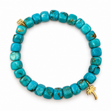 Sydney Evan 14K Yellow Gold Tiny Palm Tree Turquoise Beaded Bracelet