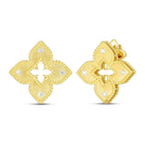 Roberto Coin Yellow Gold Petite Venetian Princess Satin Stud Earrings with Diamonds - Be On Park