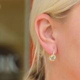 Goshwara "Gossip" Assher Cut Prasiolite Earrings with Diamond