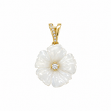 Paul Morelli 18K Yellow Gold White Coral Flower & Diamond Pendant