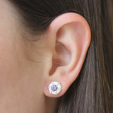 Goshwara 'Queen' Tanzanite, Diamond and White Enamel Hexagon Studs