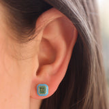 Goshwara 'Queen' Emerald and Turquoise Enamel Studs
