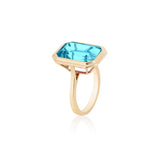 Goshwara "Manhattan" Emerald Cut Blue Topaz Bezel Set Ring