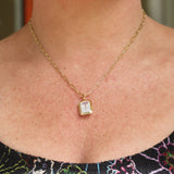 Goshwara "Manhattan" Emerald Cut Moon Quartz Bezel Set Pendant Necklace